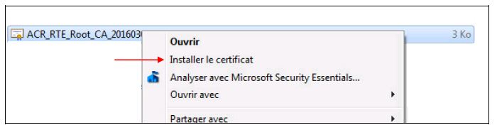 Installation du certificat